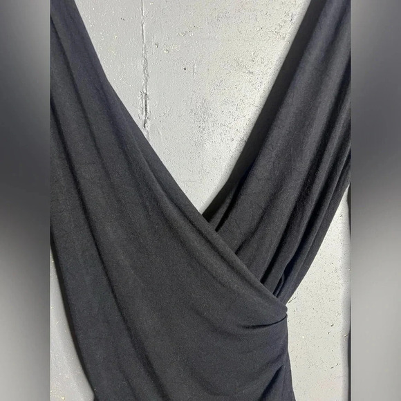 Free People black deep V, faux wrap long sleeve top.  Size XS - Picture 4 of 7
